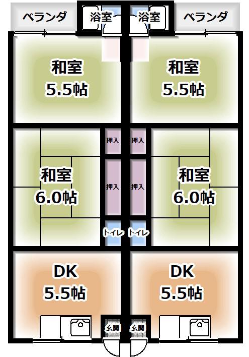 大峰田中荘(2DK/2階)の間取り写真