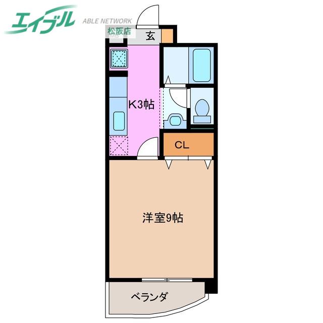 パレドールKONISHI(1K/4階)の間取り写真