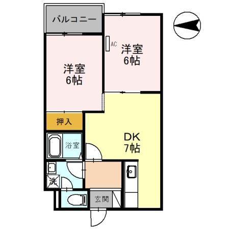 KUハイツ(2DK/2階)の間取り写真