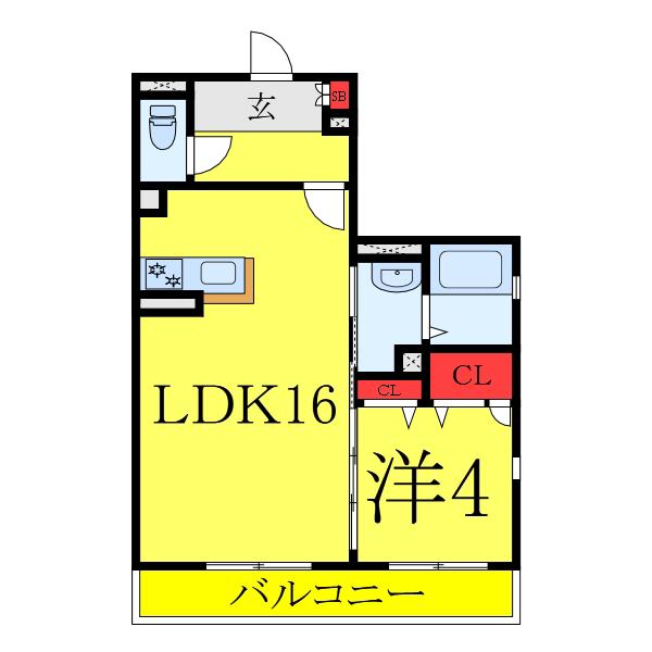 KAWADA・B/U704(1LDK/3階)の間取り写真