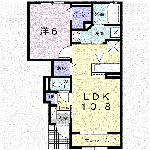アルソレイユ I(1LDK/1階)の間取り写真