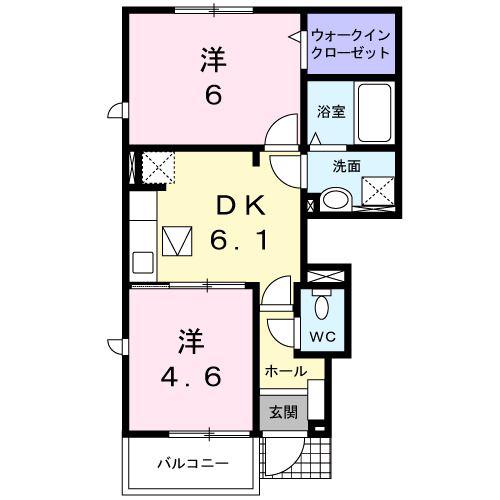 フィオーレ(2DK/1階)の間取り写真