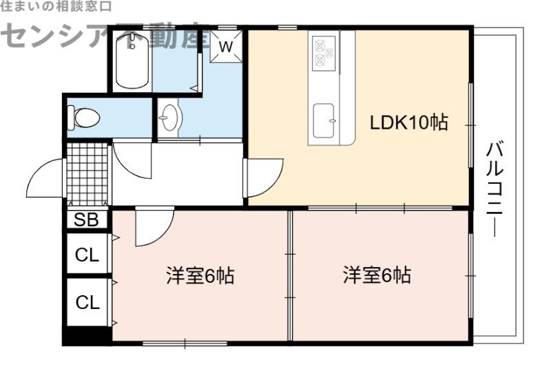 リバーサイド・キヨミ(2LDK/2階)の間取り写真