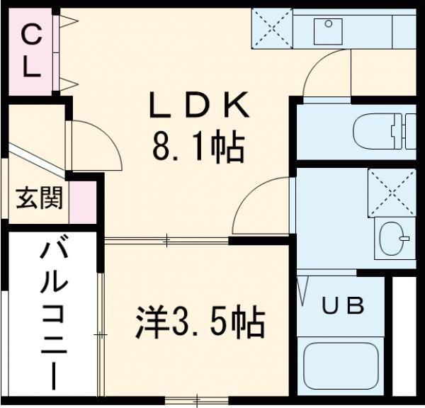 BADGE NAGASE(1LDK/1階)の間取り写真