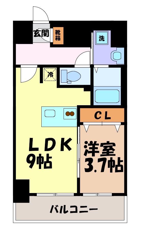 プレリス花の木オルディア(1LDK/12階)の間取り写真