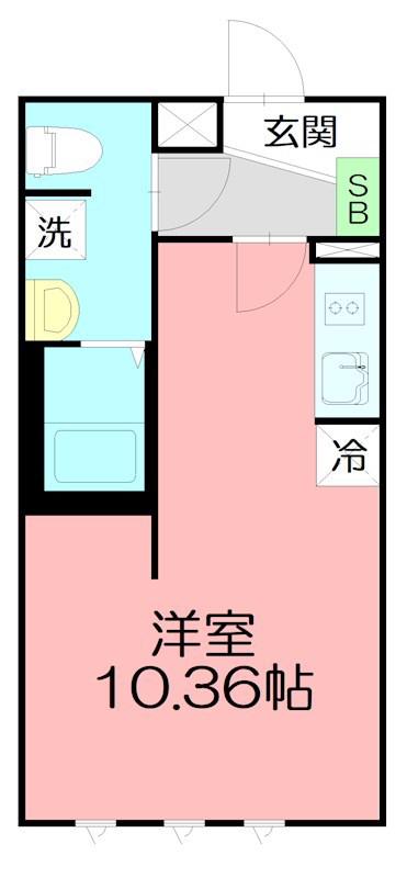 ミッドタウンプレイス(ワンルーム/1階)の間取り写真