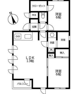 中町マンション(2LDK/3階)の間取り写真