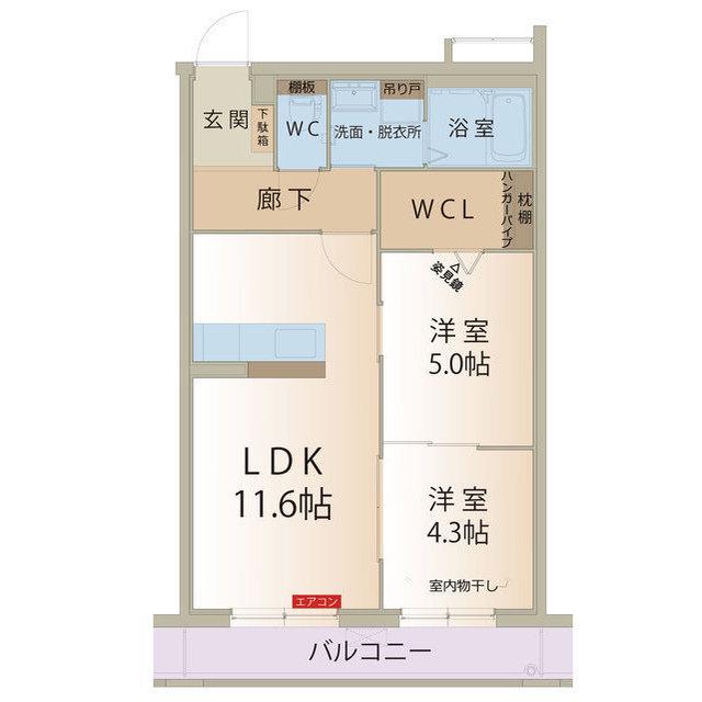 アーバンコート尾西(2LDK/1階)の間取り写真