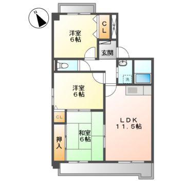 サンライズ中野(3LDK/4階)の間取り写真