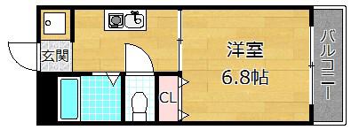 リバーサイド西牧野(1K/1階)の間取り写真