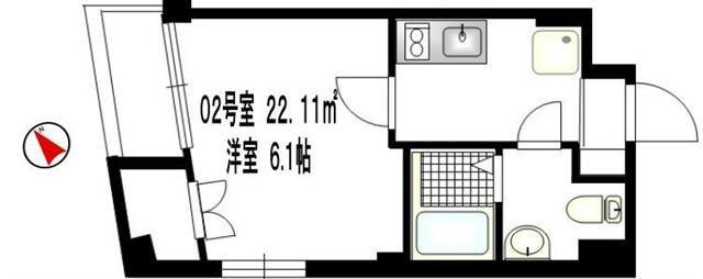 BCASA 蒲田(1K/3階)の間取り写真