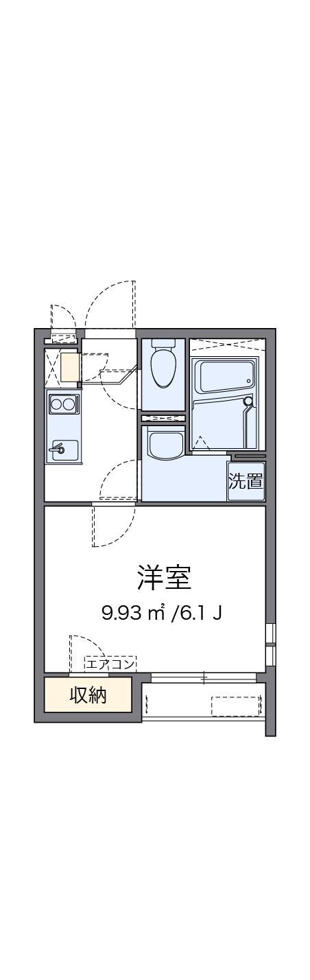 クレイノエルヴィータ東比恵(1K/1階)の間取り写真