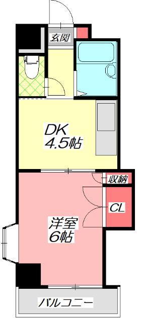 千林グランドハイツ北(1DK/3階)の間取り写真