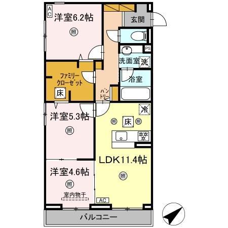 アミティエY(3LDK/1階)の間取り写真