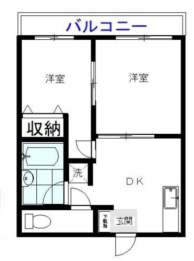 クレッセント椎名町 1号棟(2DK/3階)の間取り写真