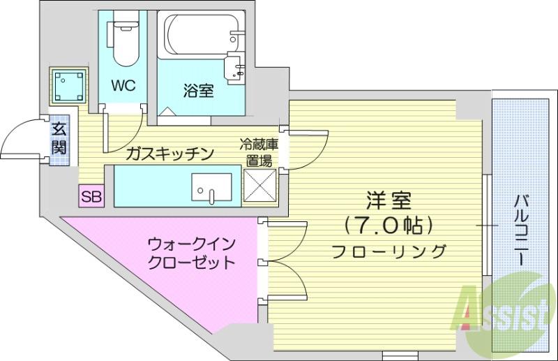 CCD萩野町(1K/2階)の間取り写真