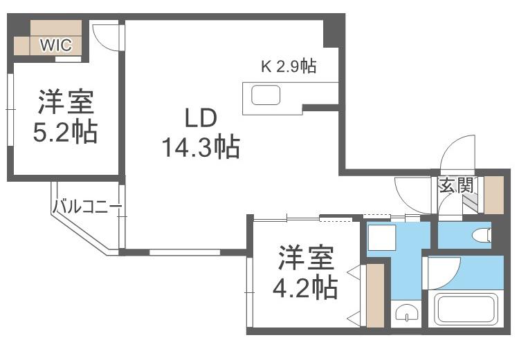 LCREATE新さっぽろ(2LDK/3階)の間取り写真
