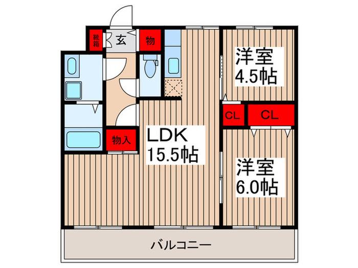 エスプリット東浦和(2LDK/3階)の間取り写真