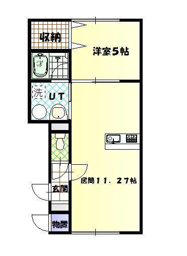 ラ・メゾン神楽 II(1LDK/2階)の間取り写真