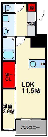 シニフィエ飯塚西町(1LDK/2階)の間取り写真