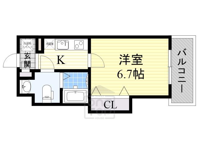 ラグゼ豊津(1K/3階)の間取り写真