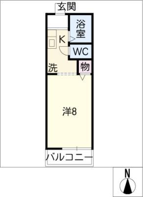 クレアール塩付(1K/2階)の間取り写真