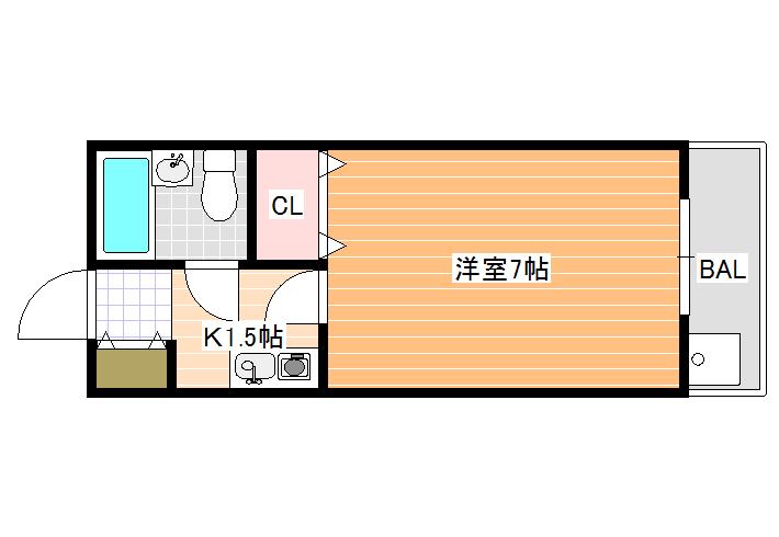 エスティライフ喜志駅前(1K/4階)の間取り写真