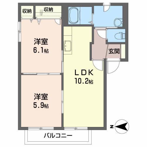 ジュネス(2LDK/1階)の間取り写真