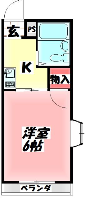 ハーモニーヒルズ末広(1K/4階)の間取り写真