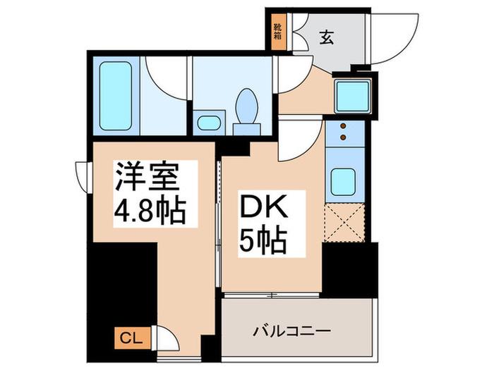 ジオエント秋葉原(1DK/8階)の間取り写真