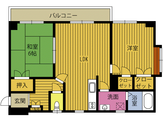 グランドハイム木の上(2LDK/2階)の間取り写真
