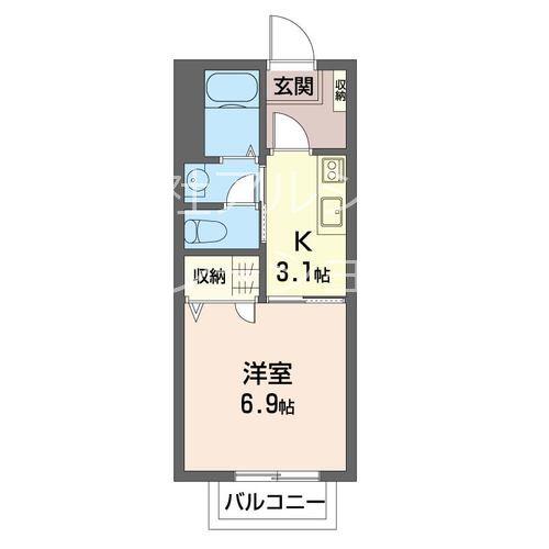 アビタシオン宮崎台(1K/2階)の間取り写真