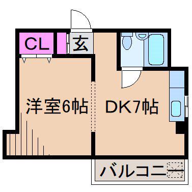 西川マンション(1DK/5階)の間取り写真