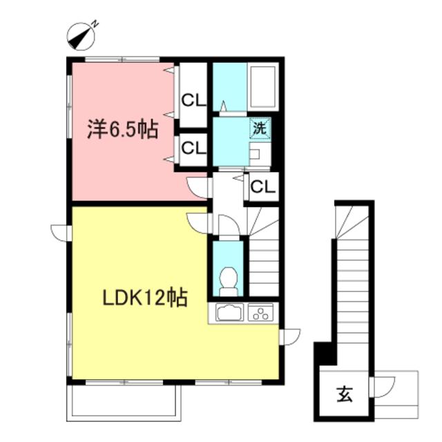 レトアG棟(1LDK/2階)の間取り写真