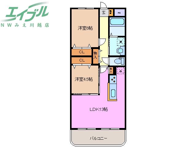 パレット(2LDK/4階)の間取り写真