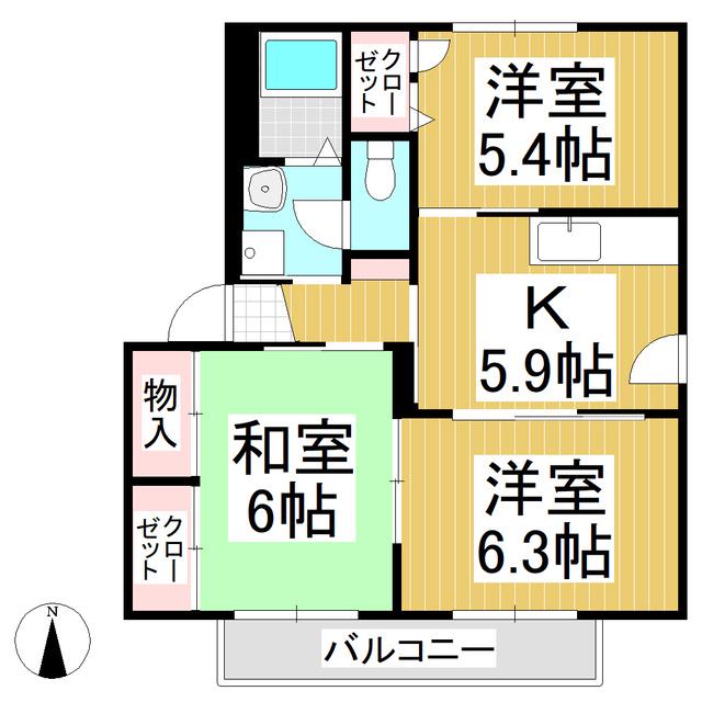 フラットケーC(2LDK/1階)の間取り写真