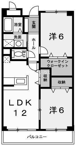 エクセランビラ(2LDK/1階)の間取り写真