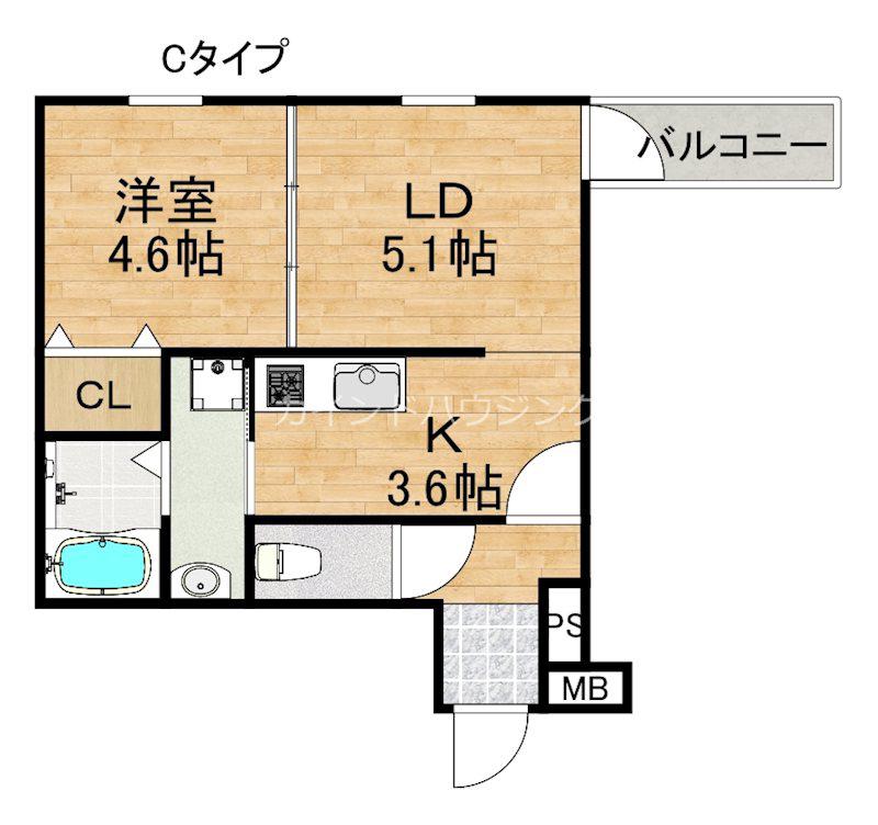 フジパレス泉佐野駅西I番館(1LDK/2階)の間取り写真