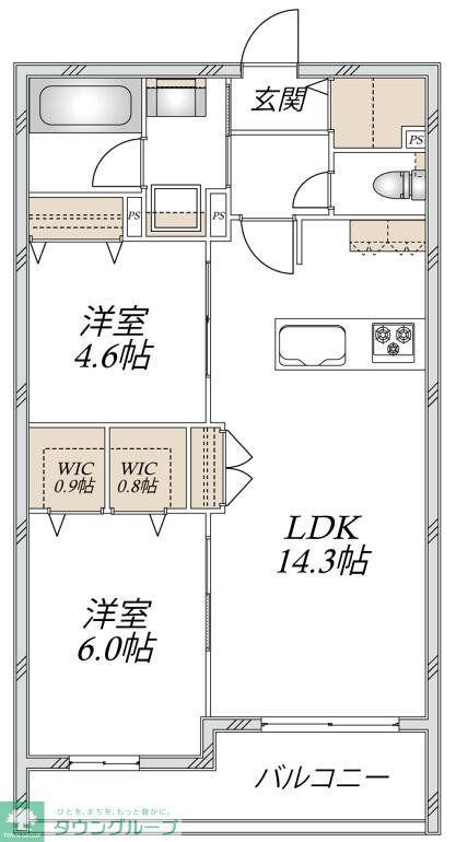 VESTA(2LDK/3階)の間取り写真