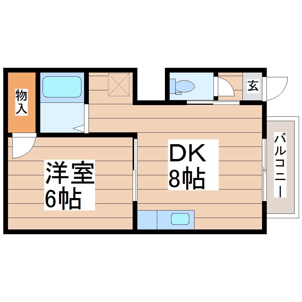 カリヨンコート(1DK/1階)の間取り写真