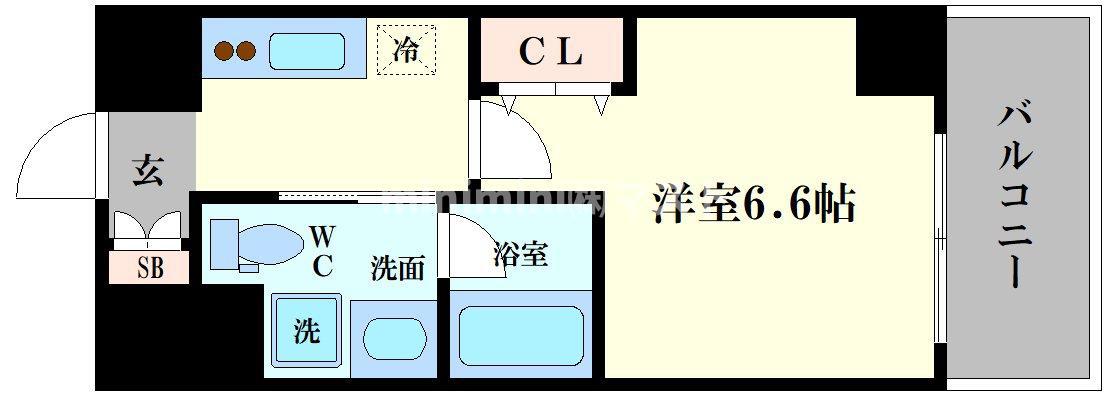 エルプレイス本町(1K/14階)の間取り写真