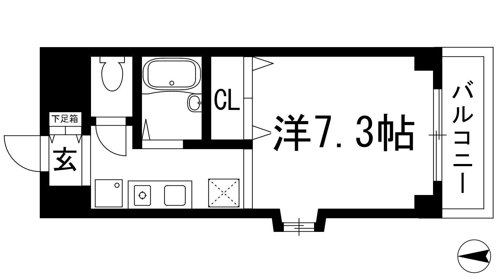 エミーナヒルズ(1K/3階)の間取り写真