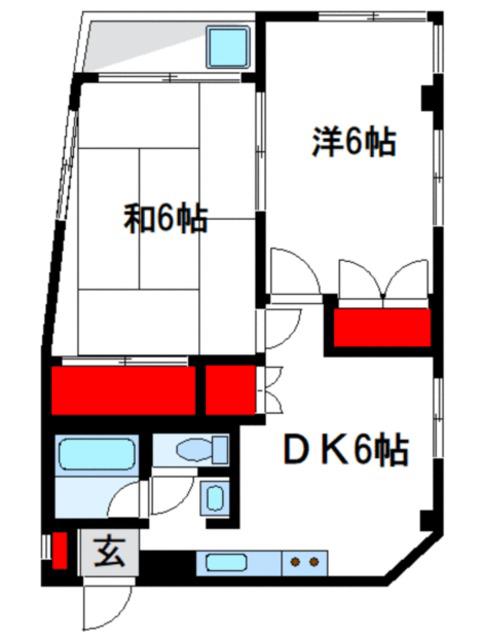 マンションふじ(2DK/3階)の間取り写真