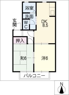 セジュール日進(2DK/2階)の間取り写真