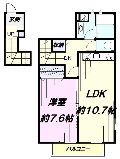 アスピリア萬寿舎(1LDK/2階)の間取り写真
