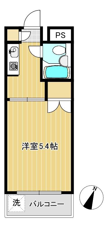 ハイタウン馬込公園(1K/4階)の間取り写真
