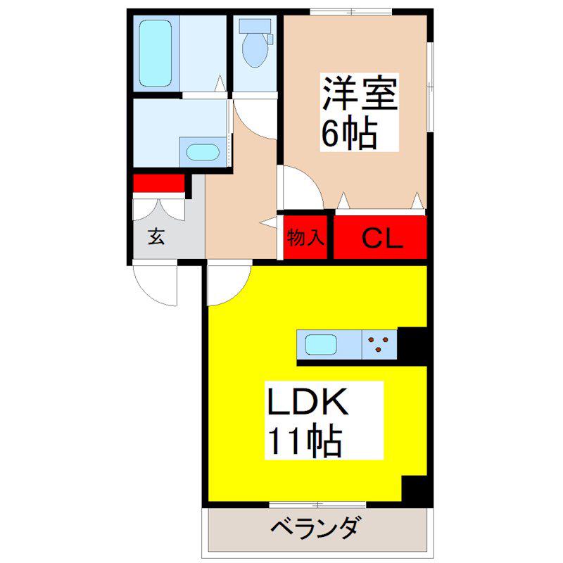 LUCKY FLAT(1LDK/3階)の間取り写真