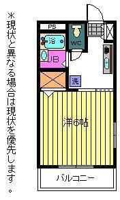 中河原ハイツ(1K/2階)の間取り写真