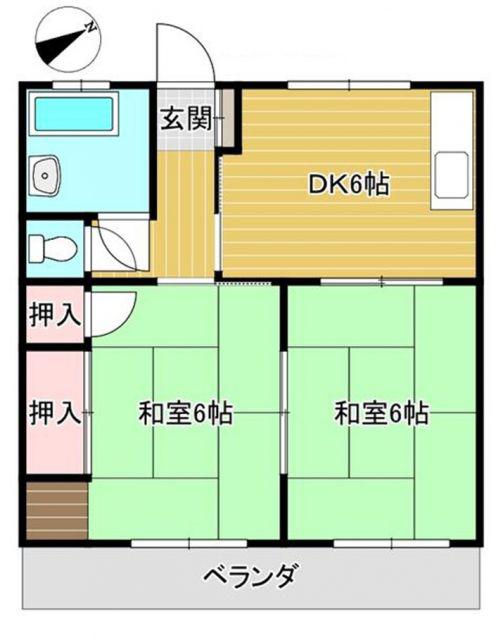 七福マンション平瀬町(2DK/2階)の間取り写真