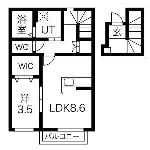 MAISON RUINART(1LDK/2階)の間取り写真
